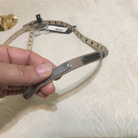 TreVero tan genuine leather studd thin belt - Picture 4 of 6